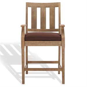Pemberly Row Eucalyptus Wood Patio Counter Stools in Natural / Brown