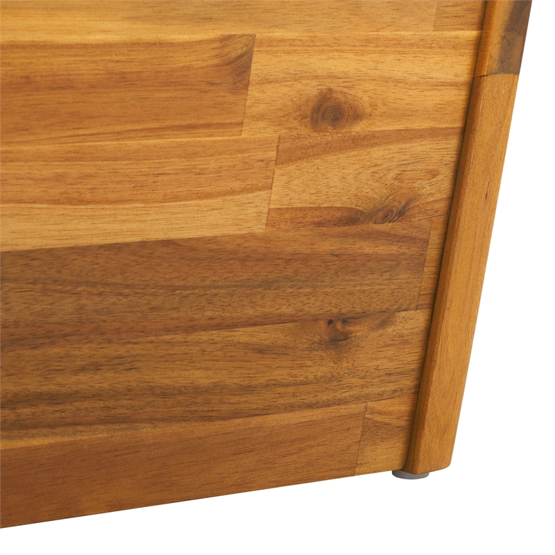 Pemberly Row Acacia Wood and Polyester Lounge Chair Set of 2 in Natural / Beige