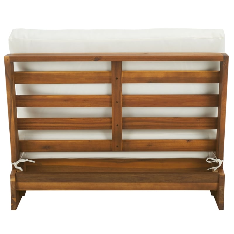 Pemberly Row Acacia Wood and Polyester Lounge Chair Set of 2 in Natural / Beige