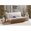 Pemberly Row Acacia Wood and Polyester Outdoor Sofa in Natural / Light Gray