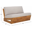 Pemberly Row Acacia Wood and Polyester Outdoor Sofa in Natural / Light Gray