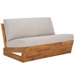Pemberly Row Acacia Wood and Polyester Outdoor Sofa in Natural / Light Gray