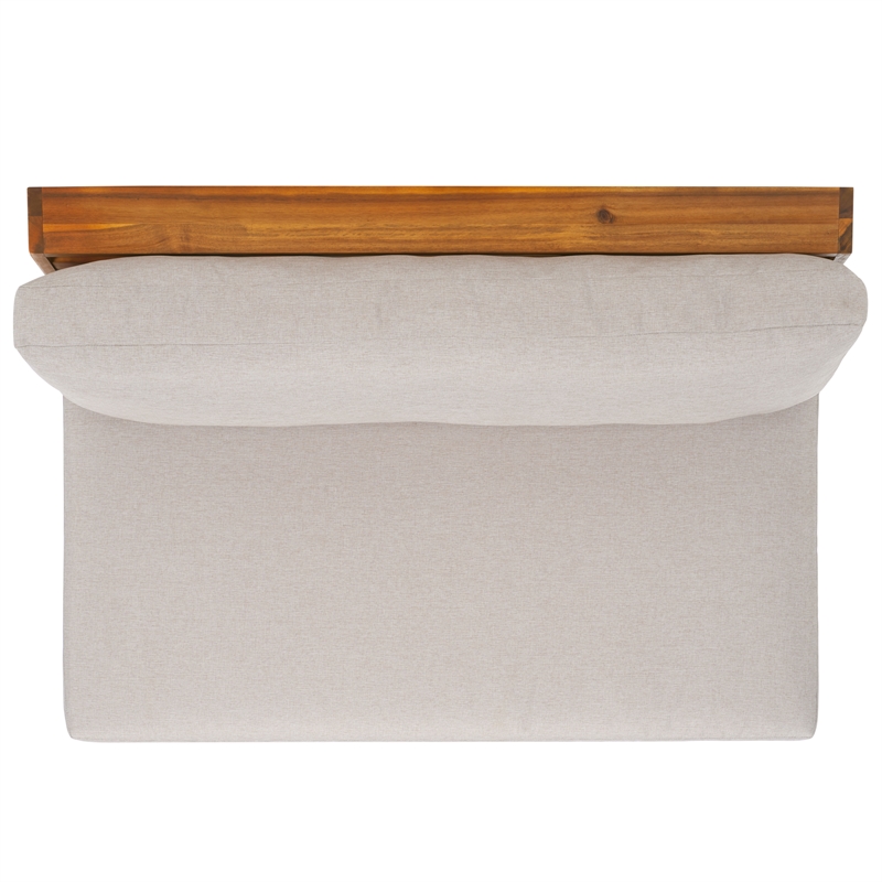 Pemberly Row Acacia Wood and Polyester Outdoor Sofa in Natural / Light Gray