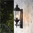 Pemberly Row Modern Metal and Glass Outdoor Wall Sconce in Black