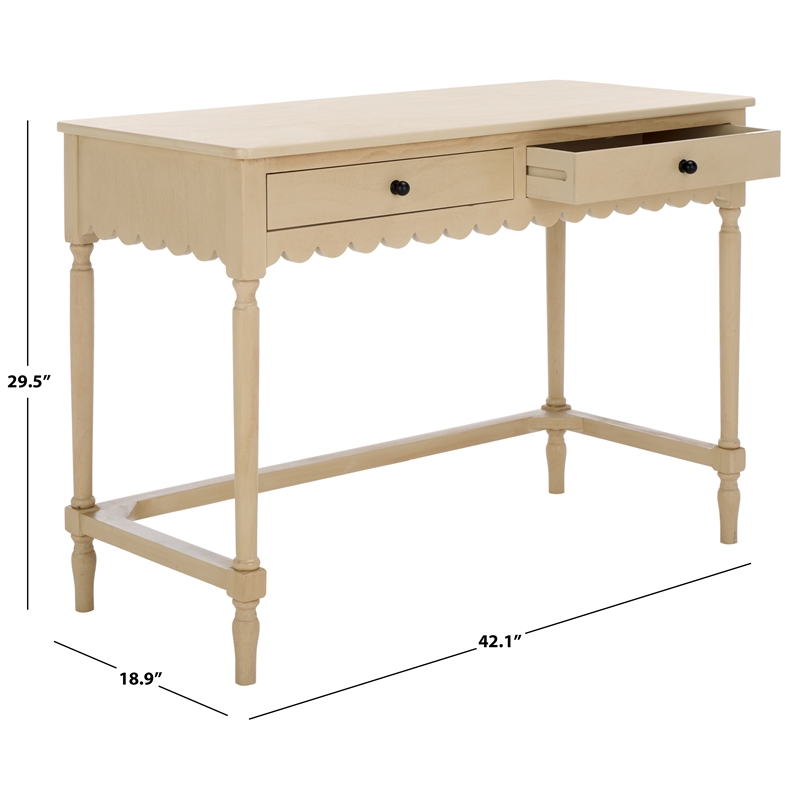 Pemberly Row Pine Wood 2 Drawer Desk with Storage in Natural