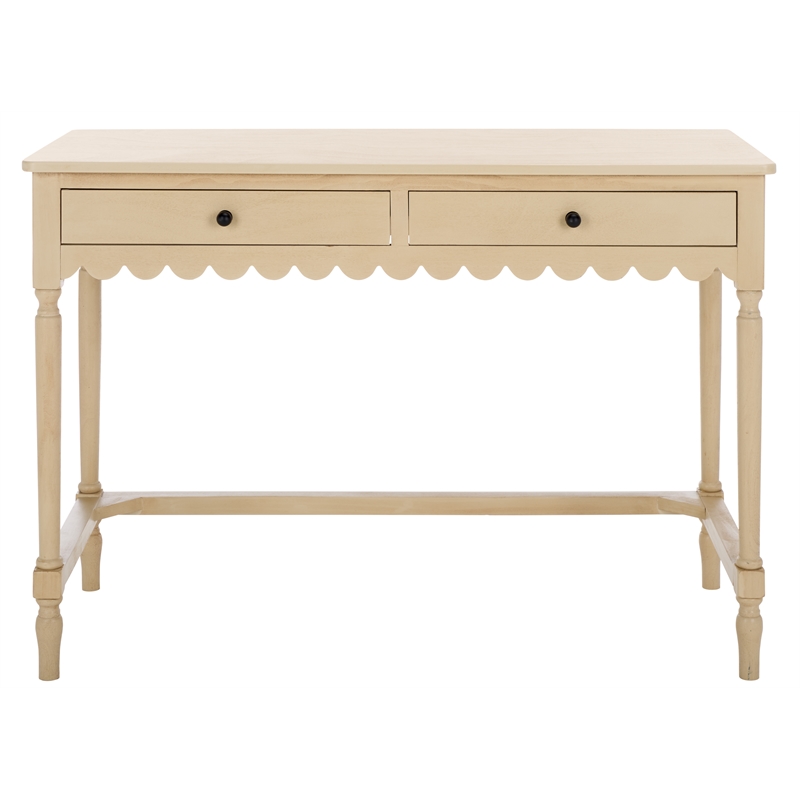 Pemberly Row Pine Wood 2 Drawer Desk with Storage in Natural