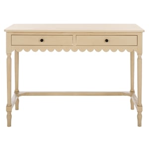 Pemberly Row Pine Wood 2 Drawer Desk with Storage in Natural