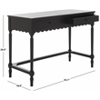 Pemberly Row Pine Wood 2 Drawer Desk with Storage in Matte Black