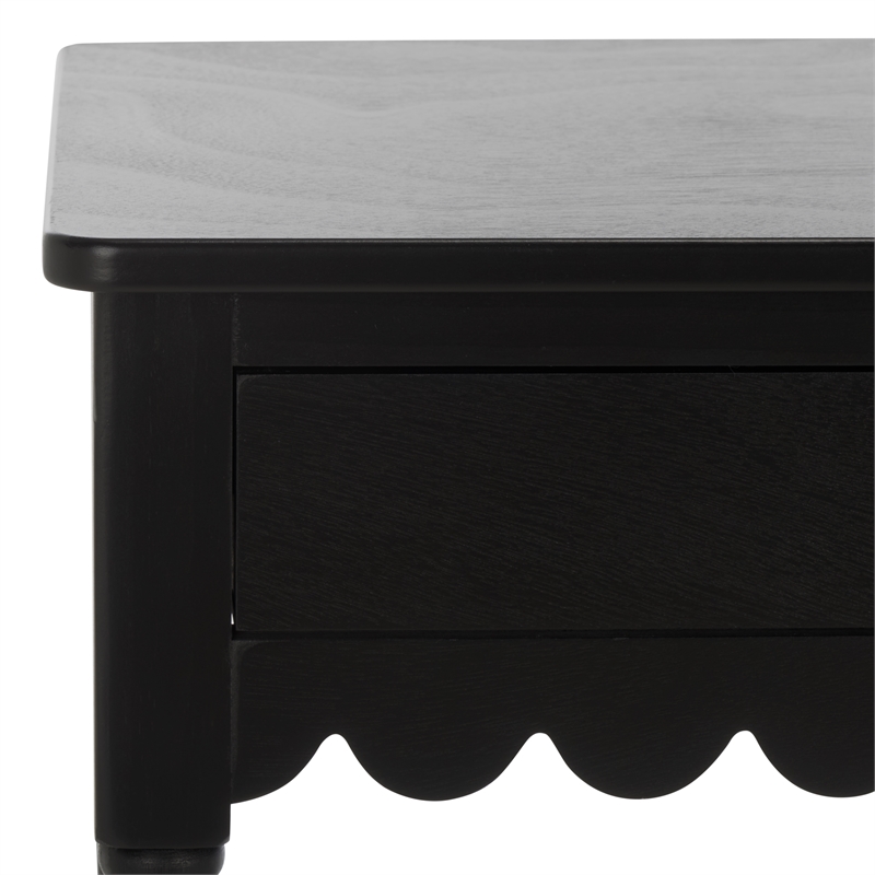 Pemberly Row Pine Wood 2 Drawer Desk with Storage in Matte Black