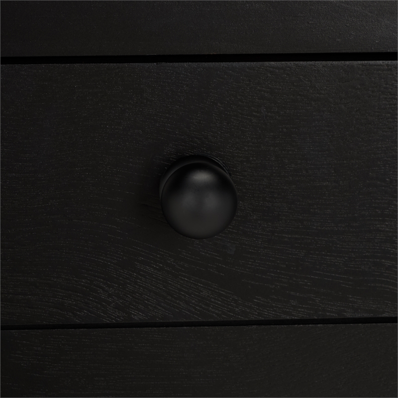 Pemberly Row Pine Wood 2 Drawer Desk with Storage in Matte Black