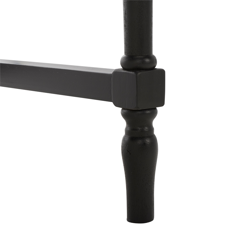 Pemberly Row Pine Wood 2 Drawer Desk with Storage in Matte Black