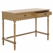 Pemberly Row Pine Wood 2 Drawer Desk with Organized Storage in Brown