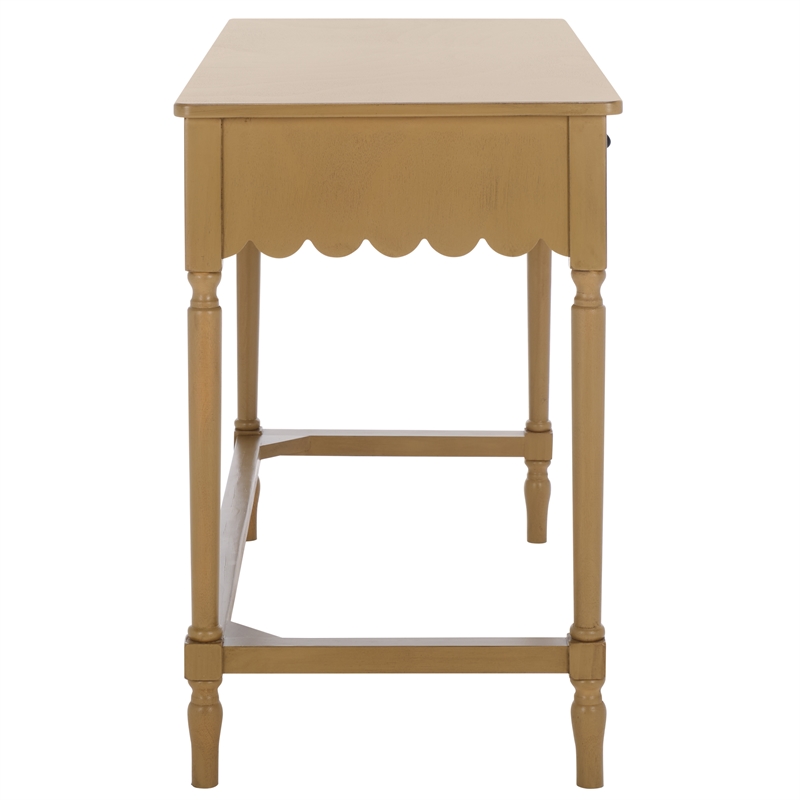 Pemberly Row Pine Wood 2 Drawer Desk with Organized Storage in Brown