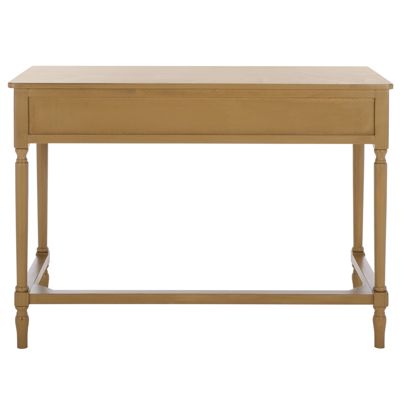 Pemberly Row Pine Wood 2 Drawer Desk with Organized Storage in Brown