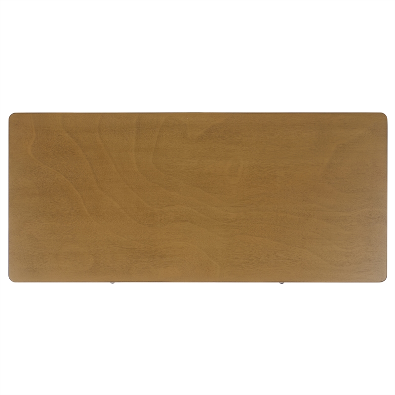 Pemberly Row Pine Wood 2 Drawer Desk with Organized Storage in Brown