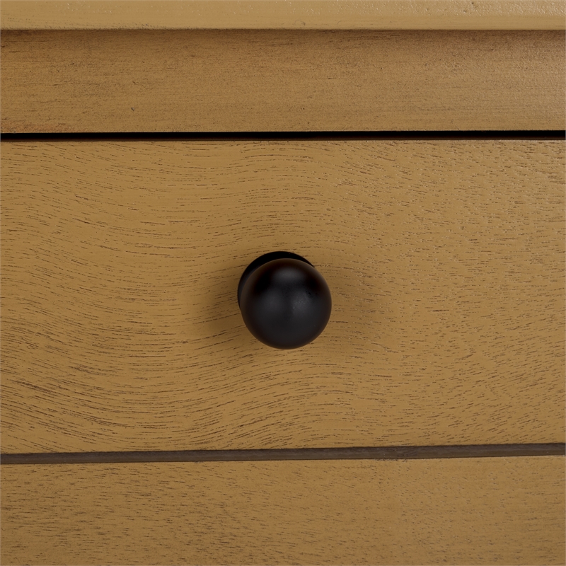 Pemberly Row Pine Wood 2 Drawer Desk with Organized Storage in Brown