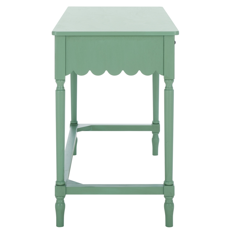 Pemberly Row Pine Wood 2 Drawer Desk with Storage in Sage Green