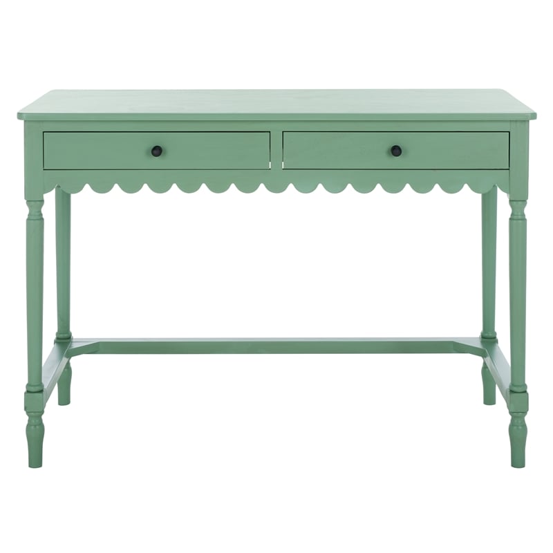 Pemberly Row Pine Wood 2 Drawer Desk with Storage in Sage Green