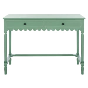 Pemberly Row Pine Wood 2 Drawer Desk with Storage in Sage Green