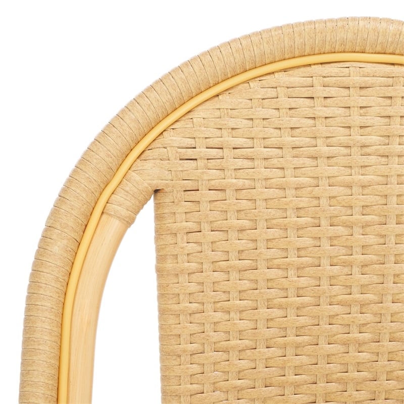 Pemberly Row Aluminum Side Chair Set of 2 in Natural for Indoor/Outdoor