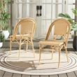 Pemberly Row Aluminum Side Chair Set of 2 in Natural for Indoor/Outdoor