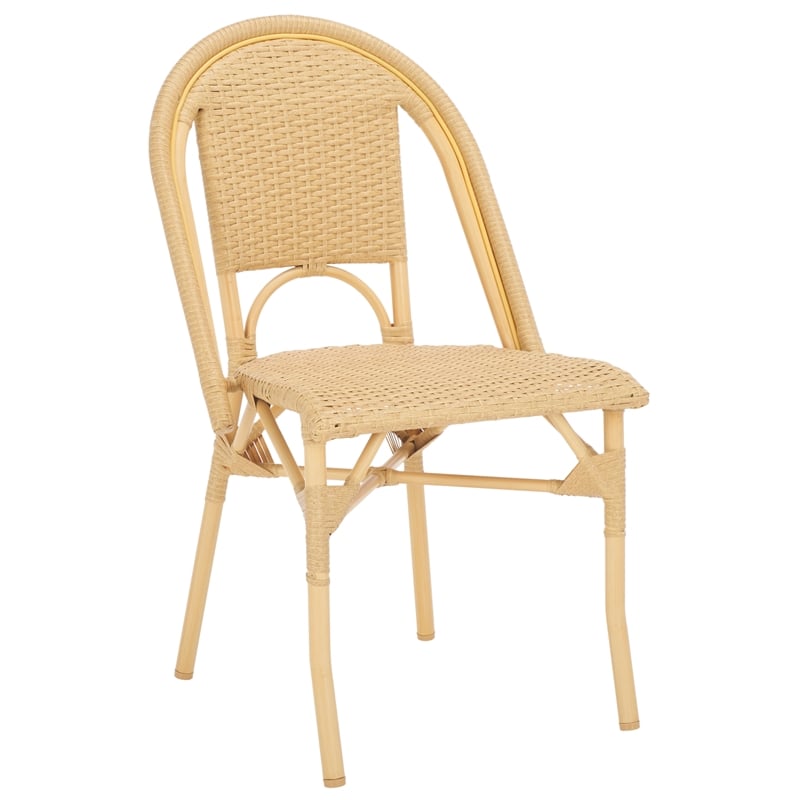 Pemberly Row Aluminum Side Chair Set of 2 in Natural for Indoor/Outdoor