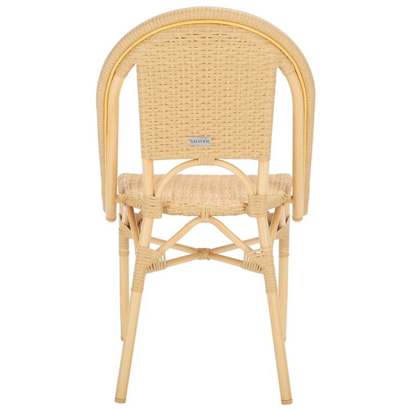 Pemberly Row Aluminum Side Chair Set of 2 in Natural for Indoor/Outdoor