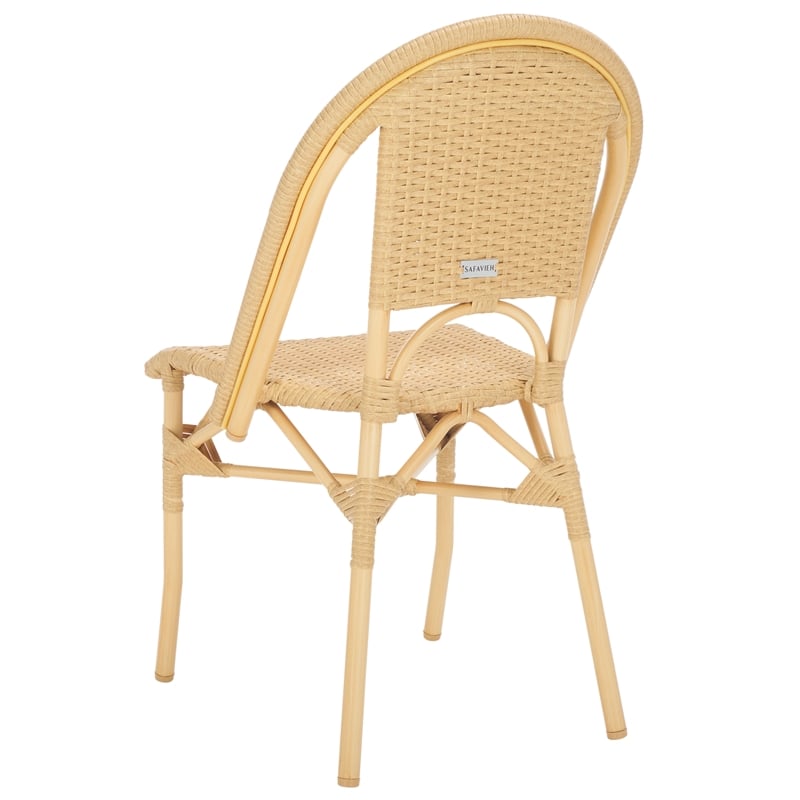 Pemberly Row Aluminum Side Chair Set of 2 in Natural for Indoor/Outdoor