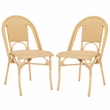 Pemberly Row Aluminum Side Chair Set of 2 in Natural for Indoor/Outdoor