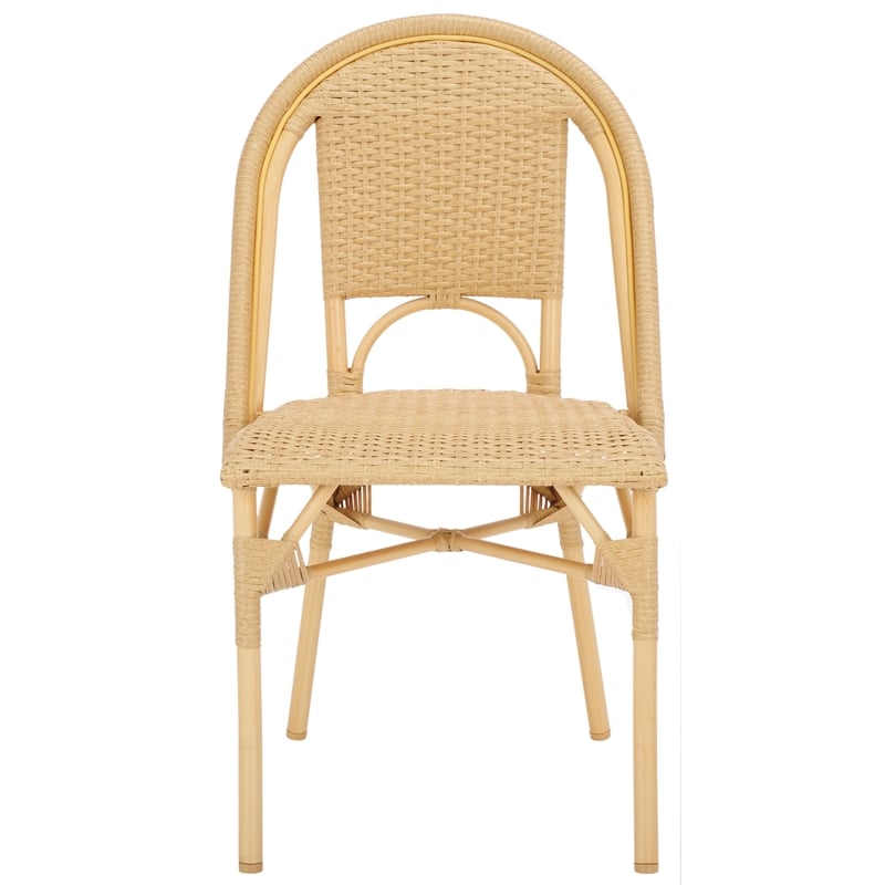 Pemberly Row Aluminum Side Chair Set of 2 in Natural for Indoor/Outdoor