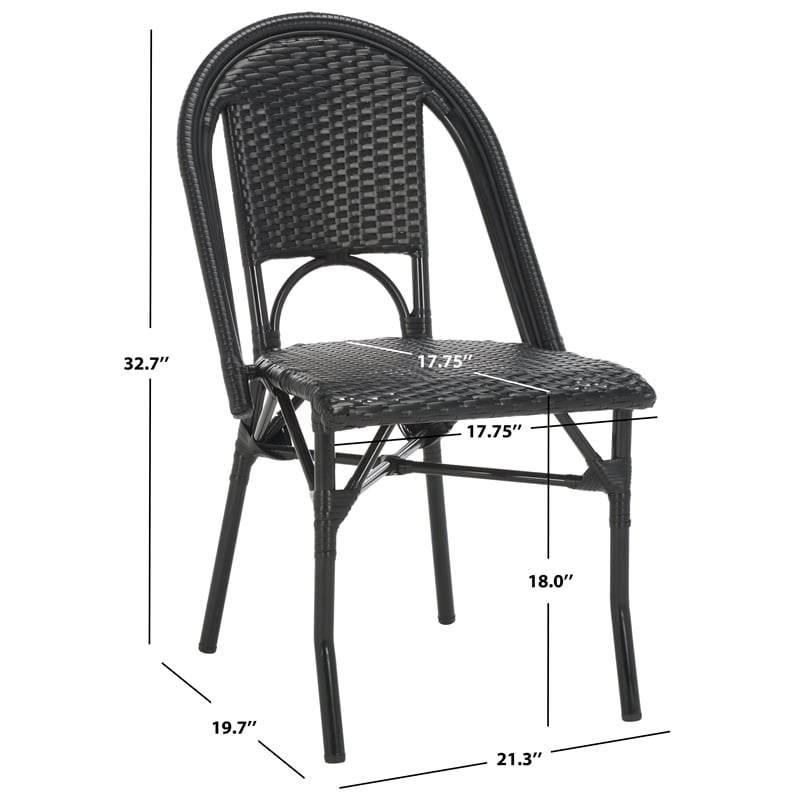 Pemberly Row Aluminum Side Chair Set of 2 in Black for Indoor/Outdoor