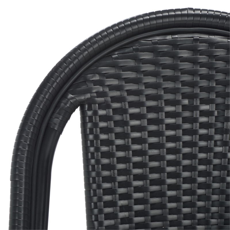 Pemberly Row Aluminum Side Chair Set of 2 in Black for Indoor/Outdoor