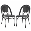 Pemberly Row Aluminum Side Chair Set of 2 in Black for Indoor/Outdoor