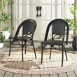 Pemberly Row Aluminum Side Chair Set of 2 in Black for Indoor/Outdoor