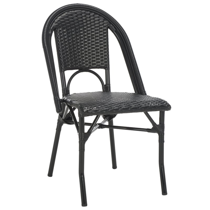 Pemberly Row Aluminum Side Chair Set of 2 in Black for Indoor/Outdoor