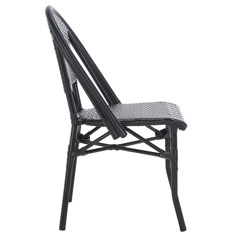 Pemberly Row Aluminum Side Chair Set of 2 in Black for Indoor/Outdoor