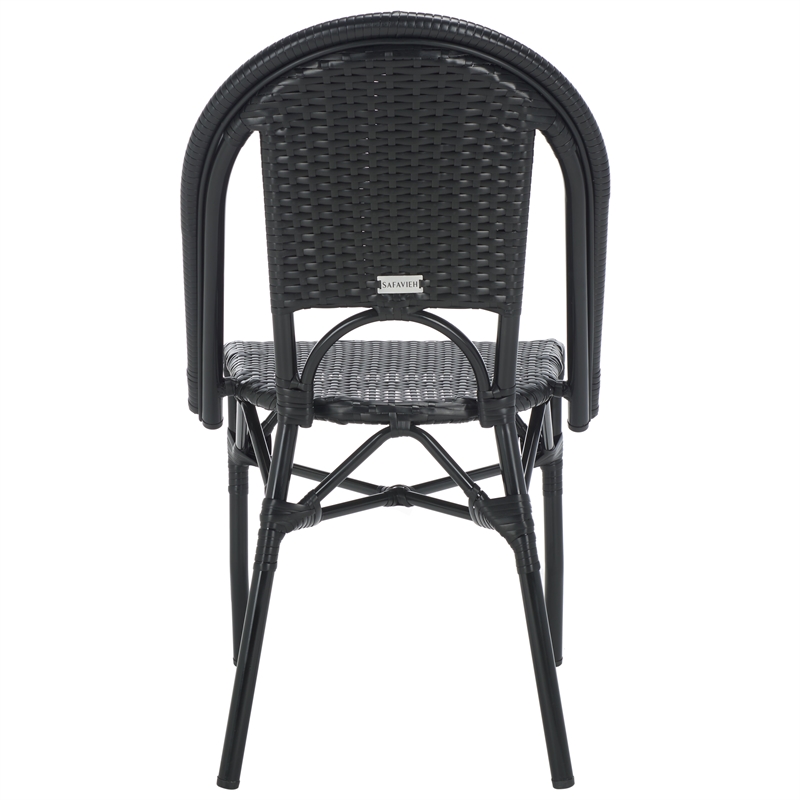 Pemberly Row Aluminum Side Chair Set of 2 in Black for Indoor/Outdoor