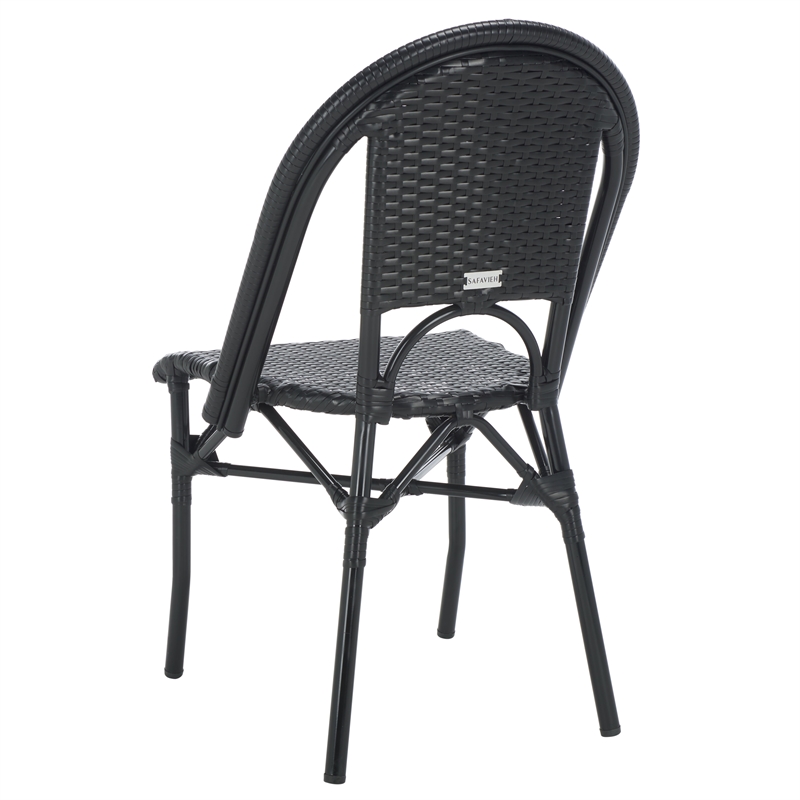 Pemberly Row Aluminum Side Chair Set of 2 in Black for Indoor/Outdoor