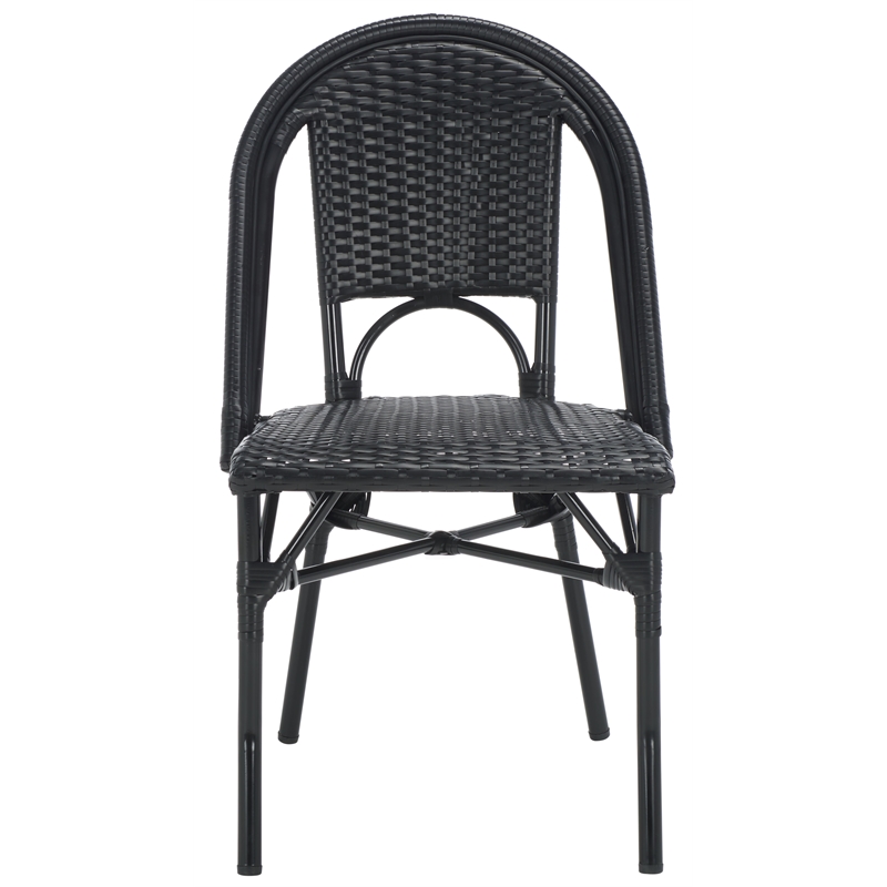 Pemberly Row Aluminum Side Chair Set of 2 in Black for Indoor/Outdoor