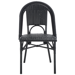 Pemberly Row Aluminum Side Chair Set of 2 in Black for Indoor/Outdoor