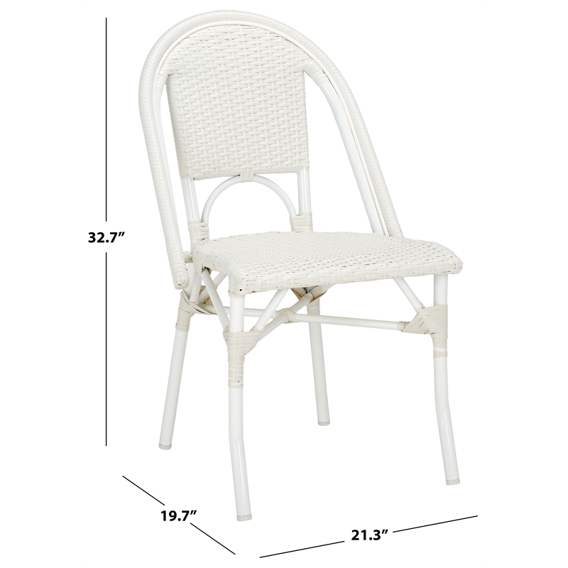 Pemberly Row Aluminum Side Chair Set of 2 in White for Indoor/Outdoor