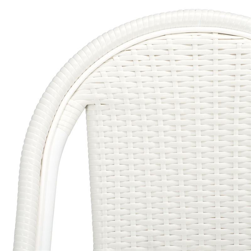 Pemberly Row Aluminum Side Chair Set of 2 in White for Indoor/Outdoor