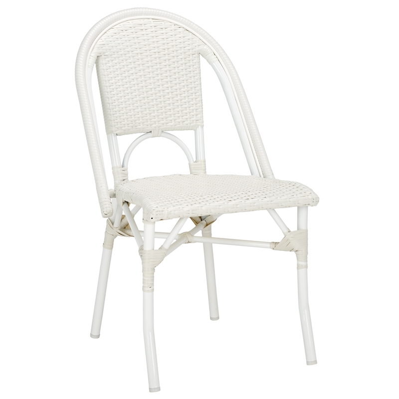 Pemberly Row Aluminum Side Chair Set of 2 in White for Indoor/Outdoor