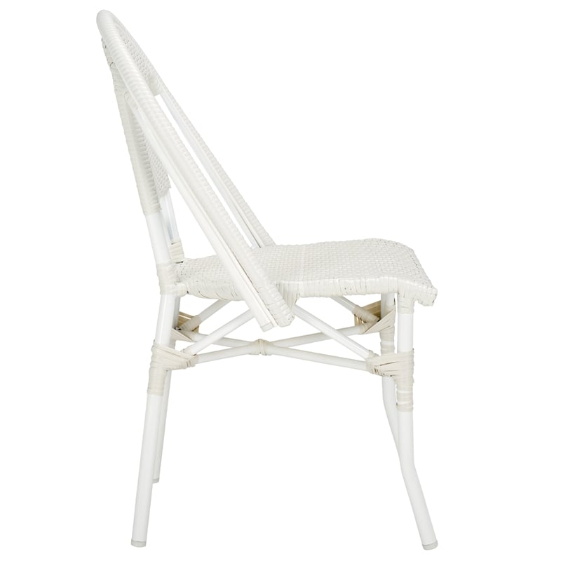 Pemberly Row Aluminum Side Chair Set of 2 in White for Indoor/Outdoor