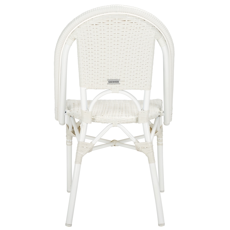 Pemberly Row Aluminum Side Chair Set of 2 in White for Indoor/Outdoor