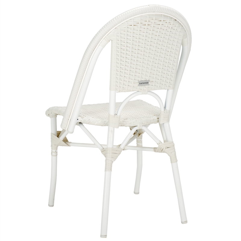 Pemberly Row Aluminum Side Chair Set of 2 in White for Indoor/Outdoor
