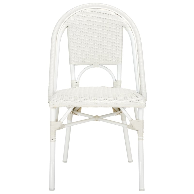 Pemberly Row Aluminum Side Chair Set of 2 in White for Indoor/Outdoor