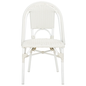 Pemberly Row Aluminum Side Chair Set of 2 in White for Indoor/Outdoor