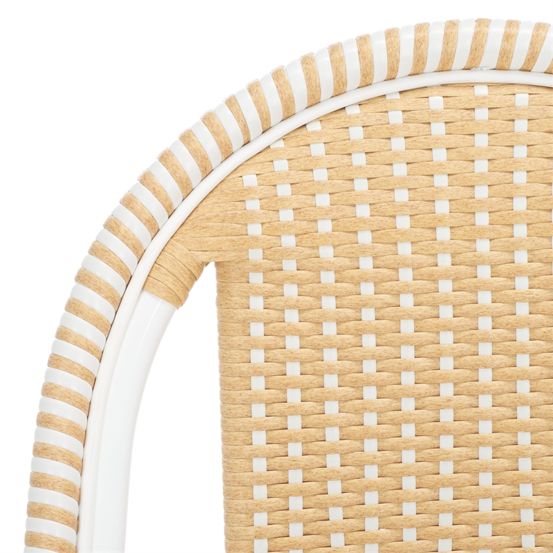 Pemberly Row Aluminum Side Chair Set of 2 with Cushions in Natural / White