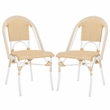 Pemberly Row Aluminum Side Chair Set of 2 with Cushions in Natural / White